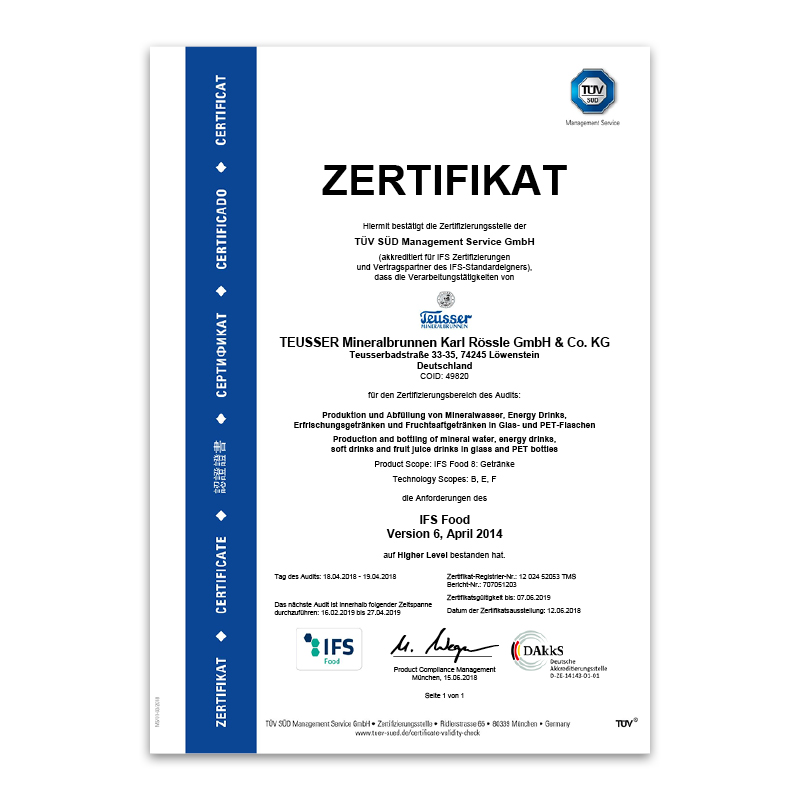 IFS-Zertifikat 2018 Deutsch